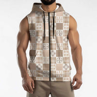 Hawaiian Palaka Quilt Pattern Sleeveless Zip Hoodie Hawaii Culture Bird of Paradise Exotic Motif LT9 - Polynesian Pride