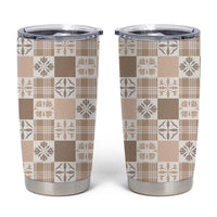 Hawaiian Palaka Quilt Pattern Tumbler Cup Hawaii Culture Bird of Paradise Exotic Motif LT9 Beige - Polynesian Pride