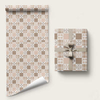Hawaiian Palaka Quilt Pattern Wrapping Paper Hawaii Culture Bird of Paradise Exotic Motif LT9 58" × 23" Beige - Polynesian Pride
