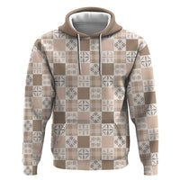Hawaiian Palaka Quilt Pattern Zip Hoodie Hawaii Culture Bird of Paradise Exotic Motif LT9 Pullover Hoodie Beige - Polynesian Pride