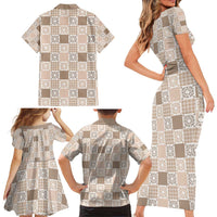 Hawaiian Palaka Quilt Pattern Family Matching Short Sleeve Bodycon Dress and Hawaiian Shirt Hawaii Culture Honu Turtle LT9 - Polynesian Pride