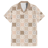 Hawaiian Palaka Quilt Pattern Family Matching Summer Maxi Dress and Hawaiian Shirt Hawaii Culture Honu Turtle LT9 Dad's Shirt - Short Sleeve Beige - Polynesian Pride