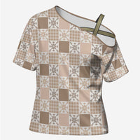 Hawaiian Palaka Quilt Pattern Cross Shoulder Shirt Hawaii Culture Pineapple - Polynesian Pride