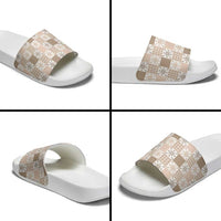 Hawaiian Palaka Quilt Pattern Slide Sandals Hawaii Culture Pineapple - Polynesian Pride