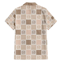Hawaiian Palaka Quilt Pattern Family Matching Off The Shoulder Long Sleeve Dress and Hawaiian Shirt Hawaii Culture Tropical Flowers Mix LT9 - Polynesian Pride