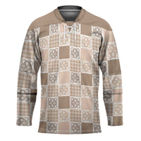 Hawaiian Palaka Quilt Pattern Hockey Jersey Hawaii Culture Tropical Flowers Mix - Polynesian Pride