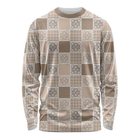 Hawaiian Palaka Quilt Pattern Long Sleeve Shirt Hawaii Culture Tropical Flowers Mix - Polynesian Pride