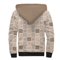 Hawaiian Palaka Quilt Pattern Sherpa Hoodie Hawaii Culture Tropical Flowers Mix - Polynesian Pride