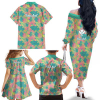 Personalised Seamless Hawaiian Quilt Pattern Family Matching Off The Shoulder Long Sleeve Dress and Hawaiian Shirt Hawaii Culture Palm Leaf Tropical LT9 - Polynesian Pride