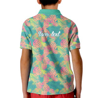 Seamless Hawaiian Quilt Pattern Kid Polo Shirt Hawaii Culture Palm Leaf Tropical - Polynesian Pride
