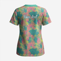 Personalised Seamless Hawaiian Quilt Pattern Scrub Top Hawaii Culture Palm Leaf Tropical LT9 - Polynesian Pride