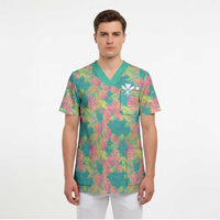 Personalised Seamless Hawaiian Quilt Pattern Scrub Top Hawaii Culture Palm Leaf Tropical LT9 - Polynesian Pride