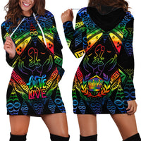 Tonga LGBT Hoodie Dress Love Is Love Ngatu Rainbow Water Color LT9 - Polynesian Pride