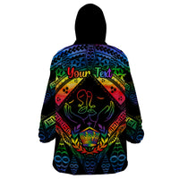 Personalised Tonga LGBT Wearable Blanket Hoodie Love Is Love Ngatu Rainbow Water Color LT9 - Polynesian Pride