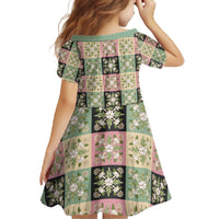 Seamless Pattern Maile and Pikake Lei Family Matching Off The Shoulder Long Sleeve Dress and Hawaiian Shirt Squares Maile Leaf LT9 - Polynesian Pride
