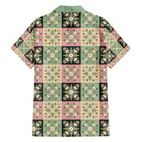 Seamless Pattern Maile and Pikake Lei Family Matching Off The Shoulder Long Sleeve Dress and Hawaiian Shirt Squares Maile Leaf LT9 - Polynesian Pride