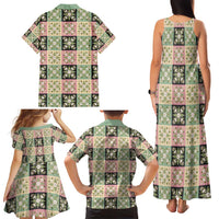 Seamless Pattern Maile and Pikake Lei Family Matching Tank Maxi Dress and Hawaiian Shirt Squares Maile Leaf LT9 - Polynesian Pride