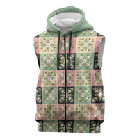 Seamless Pattern Maile and Pikake Lei Sleeveless Zip Hoodie Squares Maile Leaf - Polynesian Pride