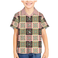 Seamless Pattern Pikake Lei Family Matching Mermaid Dress and Hawaiian Shirt Floral Squares Pikake LT9 Son's Shirt Pink - Polynesian Pride