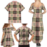 Seamless Pattern Pikake Lei Family Matching Summer Maxi Dress and Hawaiian Shirt Floral Squares Pikake LT9 - Polynesian Pride