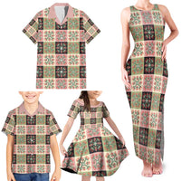 Seamless Pattern Pikake Lei Family Matching Tank Maxi Dress and Hawaiian Shirt Floral Squares Pikake LT9 - Polynesian Pride