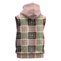 Seamless Pattern Pikake Lei Sleeveless Hoodie Floral Squares Pikake - Polynesian Pride
