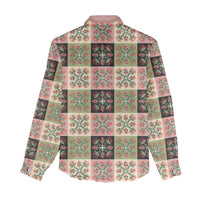 Seamless Pattern Pikake Lei Women Casual Shirt Floral Squares Pikake - Polynesian Pride