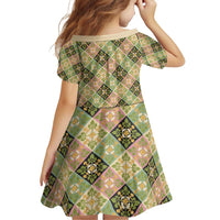 Seamless Pattern Puakenikeni and Kalo Family Matching Off Shoulder Short Dress and Hawaiian Shirt LT9 - Polynesian Pride