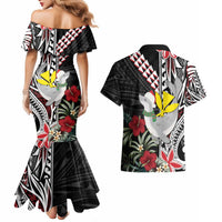 Hawaii Monk Seal Santa Couples Matching Mermaid Dress and Hawaiian Shirt Hibiscus Kakau Pattern Mele Kalikimaka LT9 - Polynesian Pride