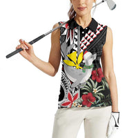 Hawaii Monk Seal Santa Women Sleeveless Polo Shirt Hibiscus Kakau Pattern Mele Kalikimaka LT9 - Polynesian Pride