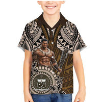 Samoa Warrior Family Matching Mermaid Dress and Hawaiian Shirt The Mighty Samoan Warrior Spirit LT9 Son's Shirt Black - Polynesian Pride