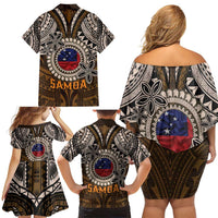 Samoa Warrior Family Matching Off Shoulder Short Dress and Hawaiian Shirt The Mighty Samoan Warrior Spirit LT9 - Polynesian Pride