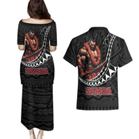 Samoan Pride Polynesian Tribal Warrior Couples Matching Puletasi and Hawaiian Shirt 685 Samoa Mo Samoa