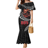 Samoan Pride Polynesian Tribal Warrior Family Matching Mermaid Dress and Hawaiian Shirt 685 Samoa Mo Samoa LT9 Mom's Dress Black - Polynesian Pride