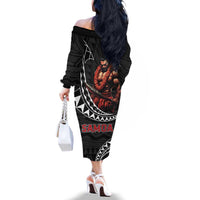 Samoan Pride Polynesian Tribal Warrior Family Matching Off The Shoulder Long Sleeve Dress and Hawaiian Shirt 685 Samoa Mo Samoa LT9 - Polynesian Pride