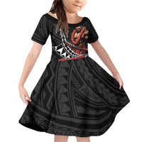 Samoan Pride Polynesian Tribal Warrior Family Matching Off Shoulder Short Dress and Hawaiian Shirt 685 Samoa Mo Samoa LT9 Daughter's Dress Black - Polynesian Pride