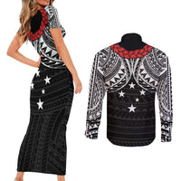Samoan Tanoa Kava Bowl Ula Fala Couples Matching Short Sleeve Bodycon Dress and Long Sleeve Button Shirt Polynesian Tribal Vibe LT9 - Polynesian Pride