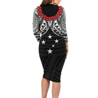 Samoan Tanoa Kava Bowl Ula Fala Long Sleeve Bodycon Dress Polynesian Tribal Vibe LT9 - Polynesian Pride