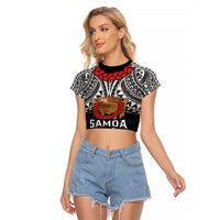 Samoan Tanoa Kava Bowl Ula Fala Raglan Cropped T Shirt Polynesian Tribal Vibe LT9 Female Brown - Polynesian Pride