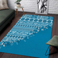 Fiji Marau na Kerisimasi Area Rug Aqua Tagimoucia Tapa Masi Tribal LT9 Aqua - Polynesian Pride