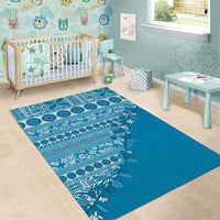 Fiji Marau na Kerisimasi Area Rug Aqua Tagimoucia Tapa Masi Tribal LT9 - Polynesian Pride