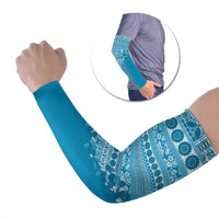 Fiji Marau na Kerisimasi Arm Sleeves Aqua Tagimoucia Tapa Masi Tribal LT9 Set of 2 Aqua - Polynesian Pride