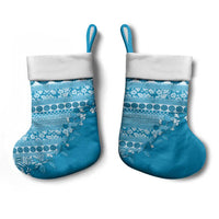 Fiji Marau na Kerisimasi Christmas Stocking Aqua Tagimoucia Tapa Masi Tribal LT9 - Polynesian Pride
