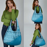 Fiji Marau na Kerisimasi Grocery Bag Aqua Tagimoucia Tapa Masi Tribal LT9 - Polynesian Pride