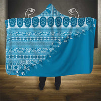 Fiji Marau na Kerisimasi Hooded Blanket Aqua Tagimoucia Tapa Masi Tribal LT9 - Polynesian Pride
