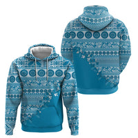 Fiji Marau na Kerisimasi Hoodie Aqua Tagimoucia Tapa Masi Tribal LT9 - Polynesian Pride