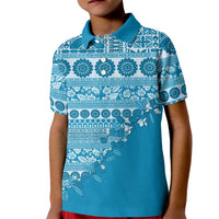 Fiji Marau na Kerisimasi Kid Polo Shirt Aqua Tagimoucia Tapa Masi Tribal LT9 Kid Aqua - Polynesian Pride