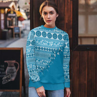 Fiji Marau na Kerisimasi Ugly Christmas Sweater Aqua Tagimoucia Tapa Masi Tribal LT9 - Polynesian Pride