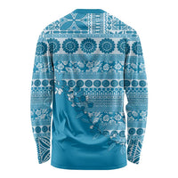 Fiji Marau na Kerisimasi Long Sleeve Shirt Aqua Tagimoucia Tapa Masi Tribal LT9 - Polynesian Pride