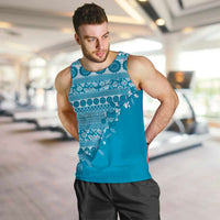 Fiji Marau na Kerisimasi Men Tank Top Aqua Tagimoucia Tapa Masi Tribal LT9 Aqua - Polynesian Pride
